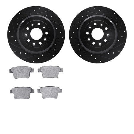 DYNAMIC FRICTION CO 8302-54177, Rotors-Drilled and Slotted-Black with 3000 Series Ceramic Brake Pads, Zinc Coated 8302-54177